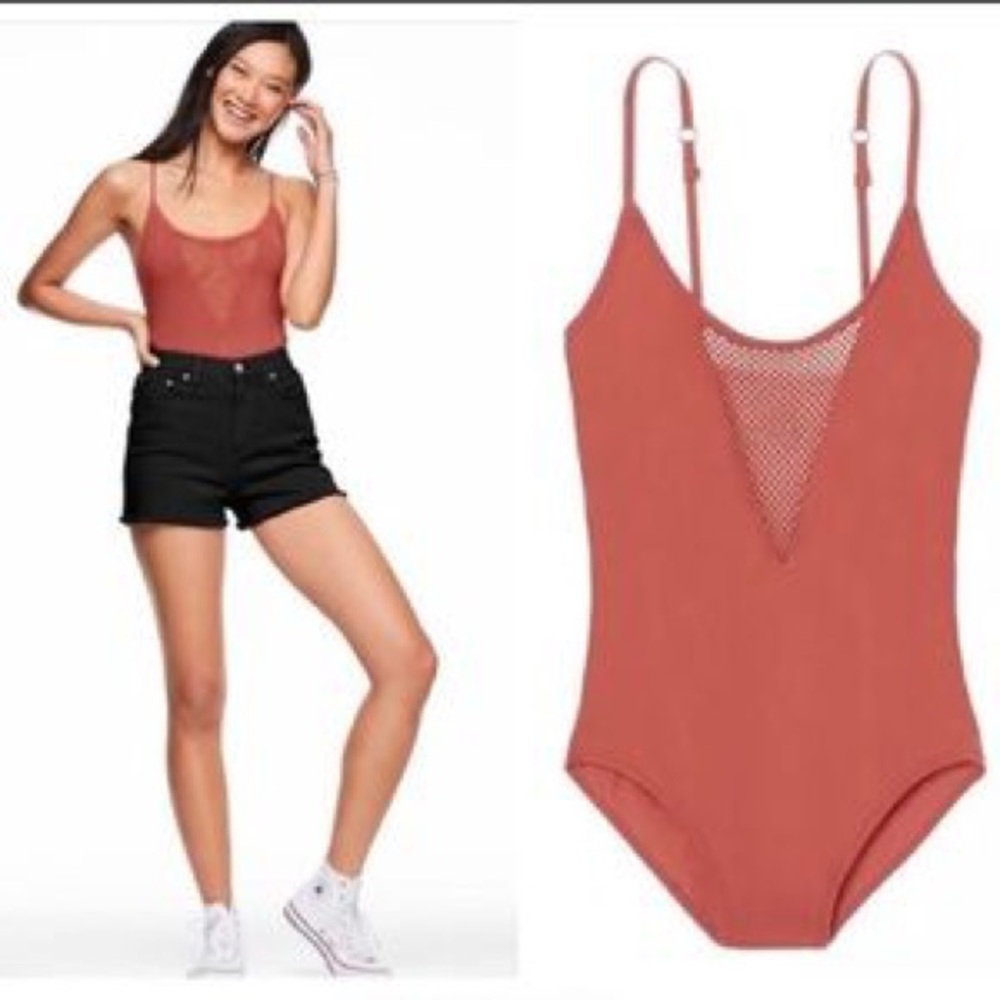 Pink by Victoria’s Secret salmon bodysuit szM NWT